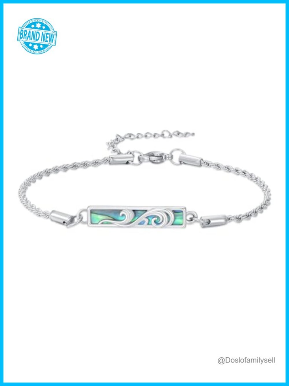 Sterling Silver Abalone Wave Charm Bracelet Adjustable Summer Jewelry Gift